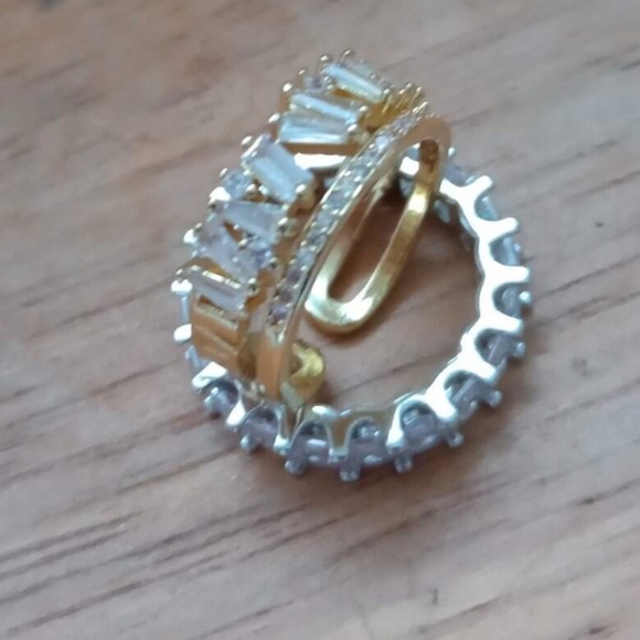 Stainless Steel Cubic zirconia Double Adjustable Ring - Picture 1 of 8